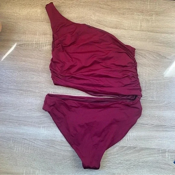 New Agua Bendita Trini One Piece Swimsuit Wine Red Large - Picture 6 of 9